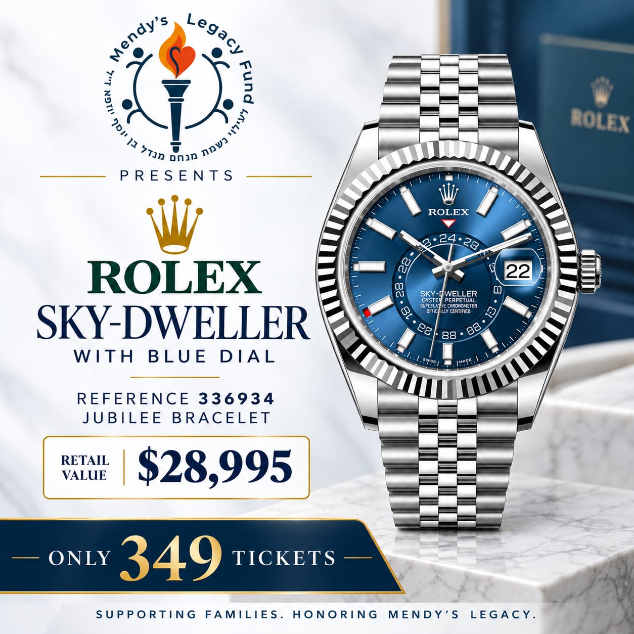 Rolex Sky-Dweller with blue dial and Jubilee bracelet, reference 336934